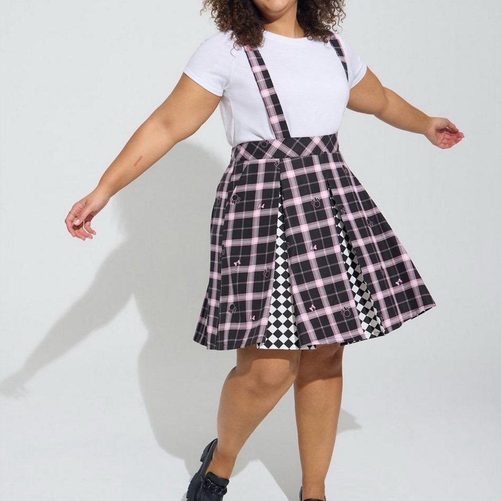 Torrid x Disney Minnie Mouse Pink & Black Plaid Skirtall Jumper Dress 3X 22 24 - Picture 15 of 15